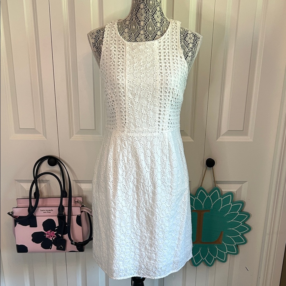 Classic White Eyelit Sleeveless Dress